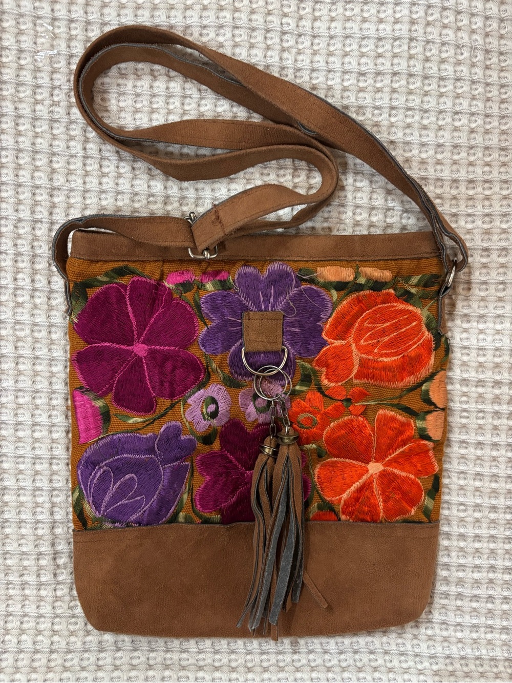 Embroidered Floral Crossbody Bag